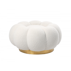 Pouf avec piètement couleur or - BLUM - Tissu boucle créme