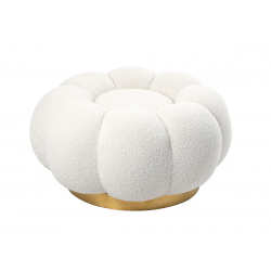 Pouf avec piètement couleur or - BLUM - Tissu boucle créme
