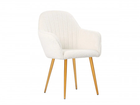 Chaises design - Lot de 2 - JESSICA - Tissu boucle crème pied or