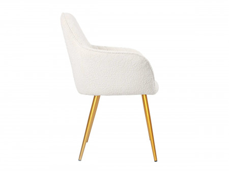 Chaises design - Lot de 2 - JESSICA - Tissu boucle crème pied or