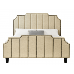 Lit design SOFIA tête de lit graphique cloutée, sommier à lattes - 