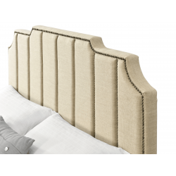 Lit design SOFIA tête de lit graphique cloutée, sommier à lattes - 