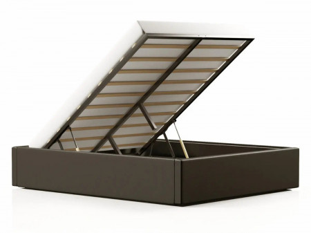 Sommier coffre - MARGO - Simili cuir blanc / 180x200 cm