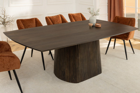 Table à manger design GRAND 200cm en bois de manguier marron foncé f