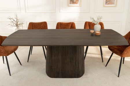 Table à manger design GRAND 200cm en bois de manguier marron foncé f