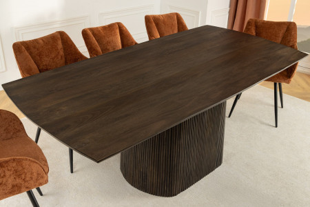Table à manger design GRAND 200cm en bois de manguier marron foncé f
