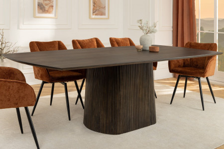 Table à manger design GRAND 200cm en bois de manguier marron foncé f