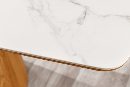 Table à manger design UNIQUE 200cm chêne blanc céramique base colon