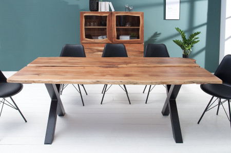 Table à manger en bois massif AMAZONAS 200 cm acacia naturel structur