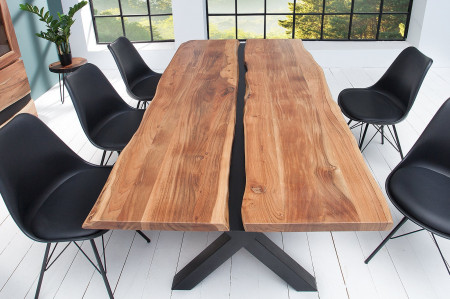 Table à manger en bois massif AMAZONAS 200 cm acacia naturel structur