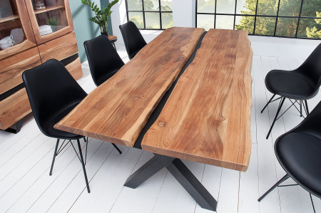 Table à manger en bois massif AMAZONAS 200 cm acacia naturel structur