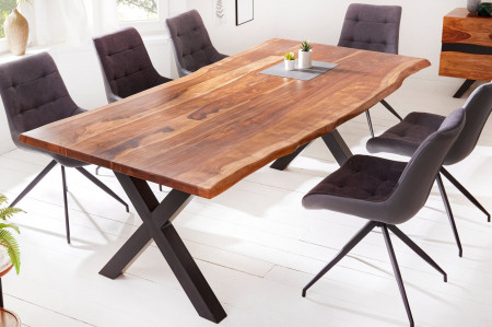 Table à manger en bois massif bordé d'arbre AMAZONAS 200 cm marron S