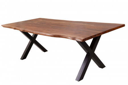 Table à manger en bois massif bordé d'arbre AMAZONAS 220 cm marron S