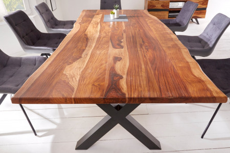 Table à manger en bois massif bordé d'arbre AMAZONAS 220 cm marron S