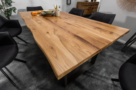 Table à manger en bois massif LIVING EDGE 160cm chêne sauvage nature