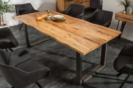 Table à manger en bois massif LIVING EDGE 180cm chêne sauvage nature