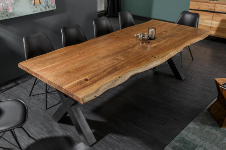 Table à manger en bois massif MAMMUT NATURE 240cm bord en acacia cadr