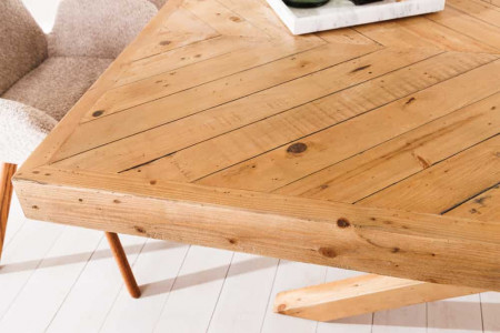 Table à manger en bois massif MOSAIC 160 cm, structure étoile en pin