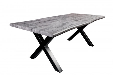 Table à manger industrielle WILD 160 cm chêne sauvage gris cérusé,