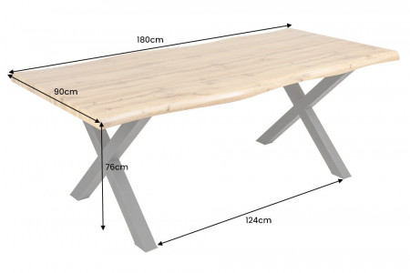 Table à manger industrielle WILD 180 cm design chêne sauvage marron 