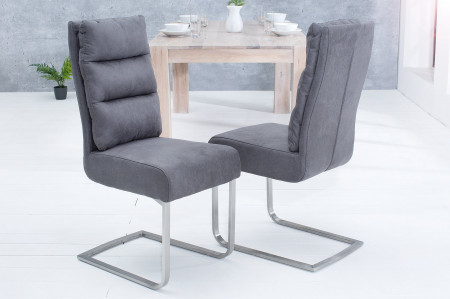 Lot de 2x chaises cantilever design COMFORT gris vintage avec structur