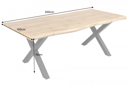 Table à manger industrielle WILD 200 cm design chêne sauvage marron 