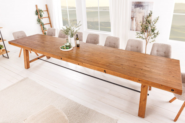 Table à manger massive FINCA 400 cm en pin recyclé marron vintage - 400