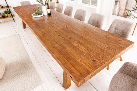 Table à manger massive FINCA 400 cm en pin recyclé marron vintage - 