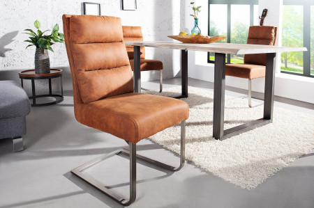 Lot de 2x chaises cantilever design COMFORT marron clair avec structur