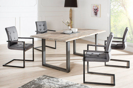 Lot de 2x chaises cantilever design OXFORD gris vintage avec accoudoir