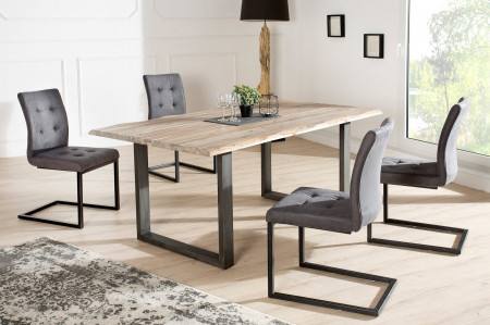 Lot de 2x chaises cantilever design OXFORD vintage gris microfibre str