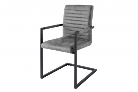 Lot de 2x chaises cantilever industrielle LOFT vintage grise en microf