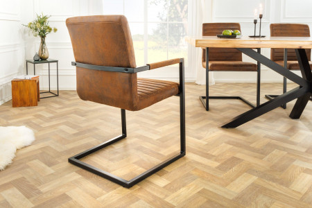 Lot de 2x chaises cantilever industrielle LOFT vintage en microfibre m