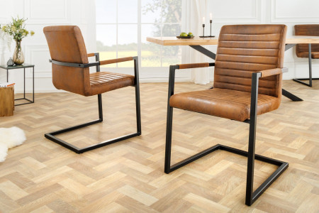 Lot de 2x chaises cantilever industrielle LOFT vintage en microfibre m