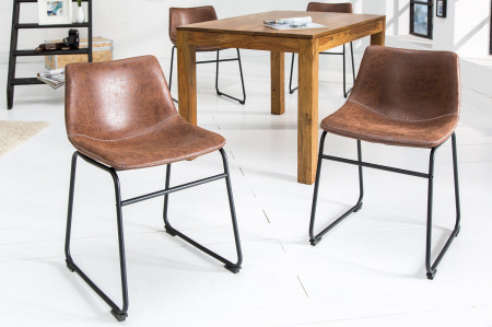 Lot de 2x chaises design industriel DJANGO vintage marron avec structu