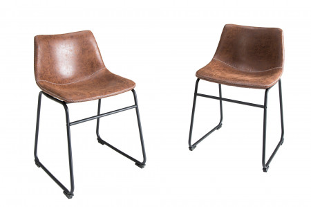 Lot de 2x chaises design industriel DJANGO vintage marron avec structu