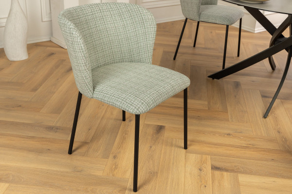 Lot de 2x chaises design LYON à carreaux vert-rose Bouclé pieds métal noir - LYON