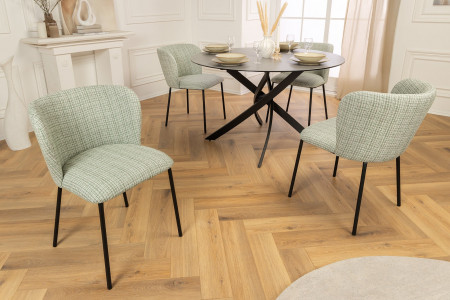 Lot de 2x chaises design LYON à carreaux vert-rose Bouclé pieds mét