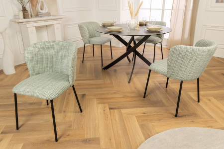 Lot de 2x chaises design LYON à carreaux vert-rose Bouclé pieds mét