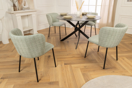 Lot de 2x chaises design LYON à carreaux vert-rose Bouclé pieds mét