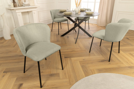 Lot de 2x chaises design LYON cordon menthe pieds métal noir - LYON