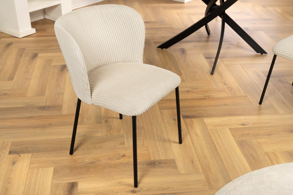 Lot de 2x chaises design LYON velours côtelé beige pieds métal noir - LYON