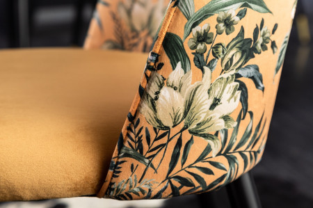 Lot de 2x chaises design PRÊT-À-PORTER en velours jaune motif floral