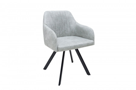 Chaise design rétro LUCCA en microfibre gris pierre avec accoudoirs m
