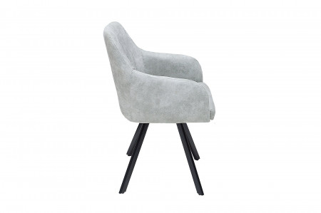 Chaise design rétro LUCCA en microfibre gris pierre avec accoudoirs m