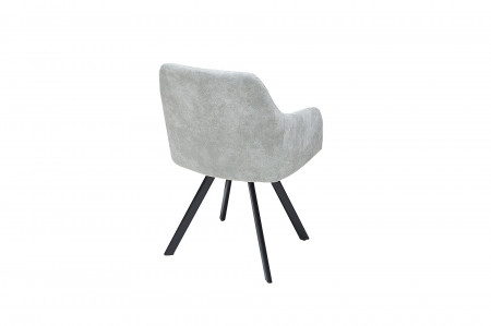 Chaise design rétro LUCCA en microfibre gris pierre avec accoudoirs m