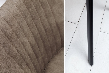 Chaise design rétro LUCCA en microfibre taupe antique avec accoudoirs