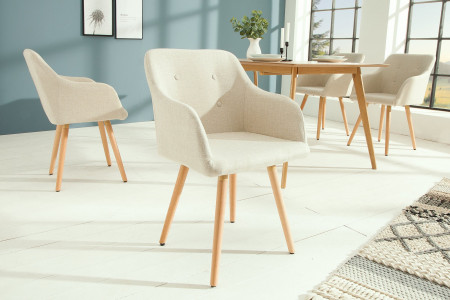 Lot de 2x chaises design rétro SCANDINAVIA MEISTERSTÜCK beige avec a