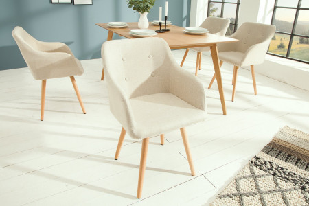 Lot de 2x chaises design rétro SCANDINAVIA MEISTERSTÜCK beige avec a