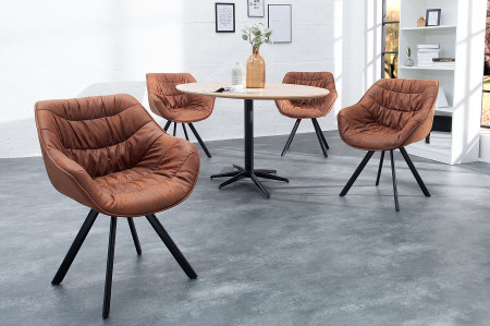 Chaise design THE DUTCH COMFORT style rétro marron antique avec accou